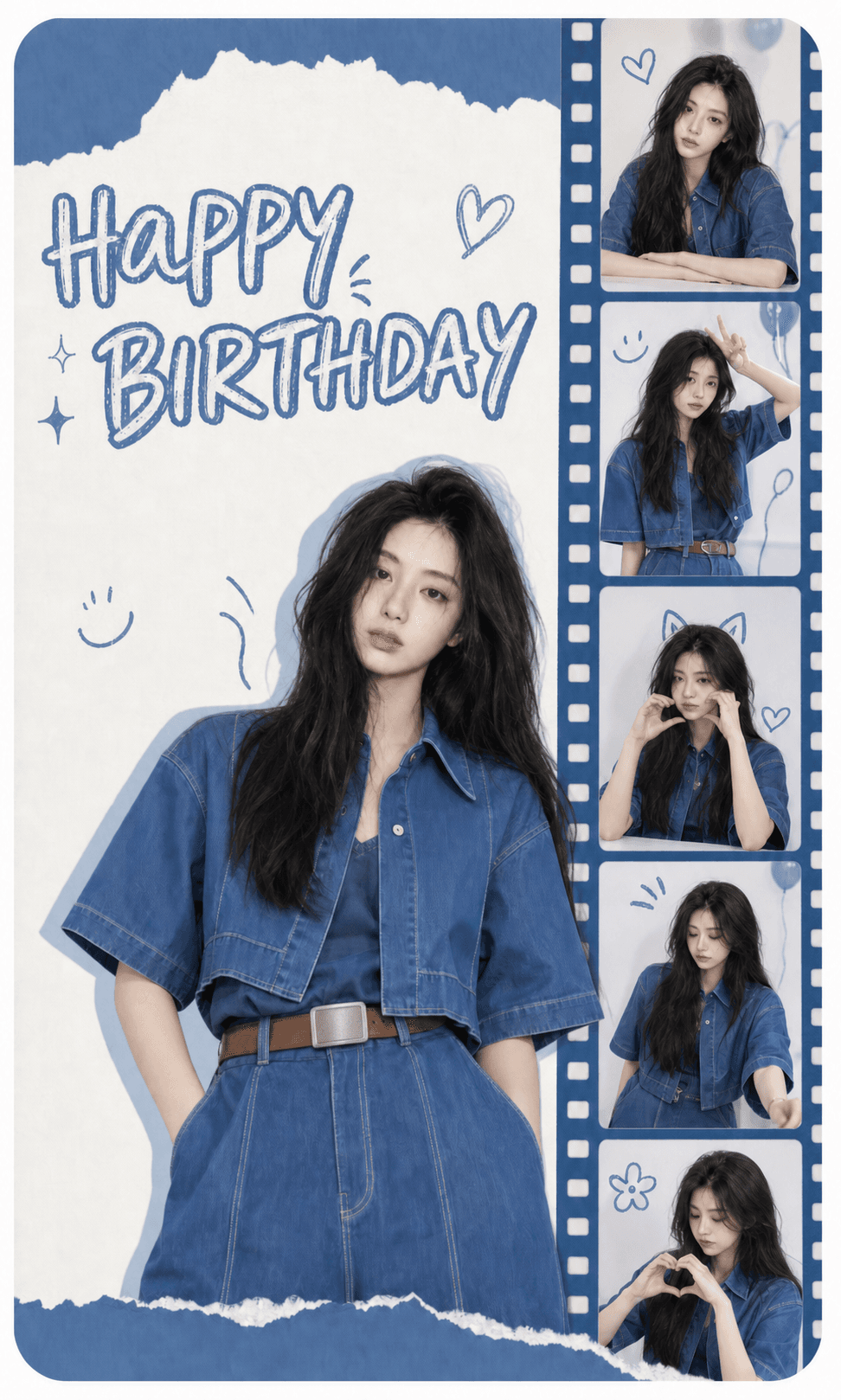 Blue Filmstrip birthday template preview